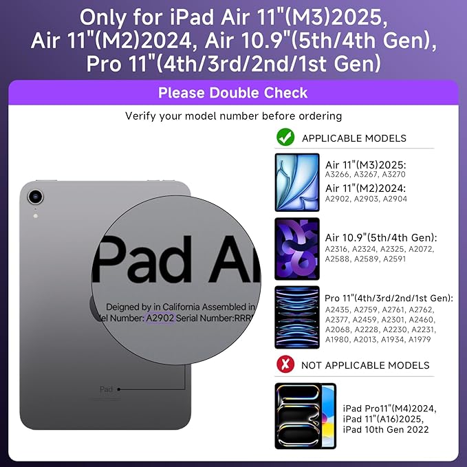 Transparent Case with Keyboard iPad Air 11 Inch (M4/M3/M2, 2026/2025/2024)/ iPad Air 5th/4th Generation 10.9" / iPad Pro 11" 1st/2nd/3rd/4th Trackpad, Pencil Holder, 7-Color Backlit, Rotatable, Purple
