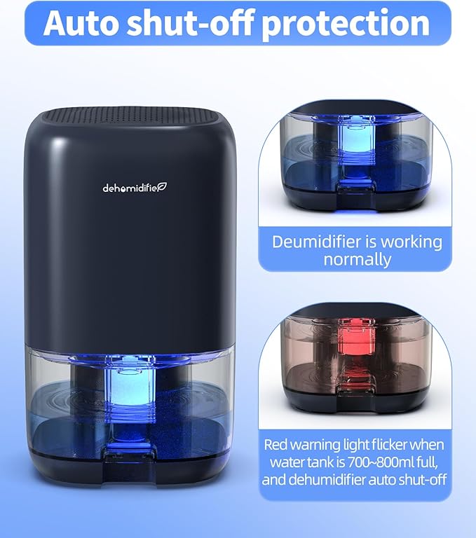 Dehumidifier, 35 OZ Small Dehumidifiers for Bedroom for Home, Quiet with Auto Shut Off, Dehumidifiers for Bedroom (280 sq. ft), Bathroom, RV, Closet, Blue