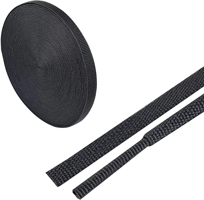 BuyUneed Heat Shrink Wire Loom 2:1 Shrinkable Braided Cable Sleeve 1/4 Inch ID-46ft Abrasion Protection Flexibility Fabric Wiring Harness Cover Sheath
