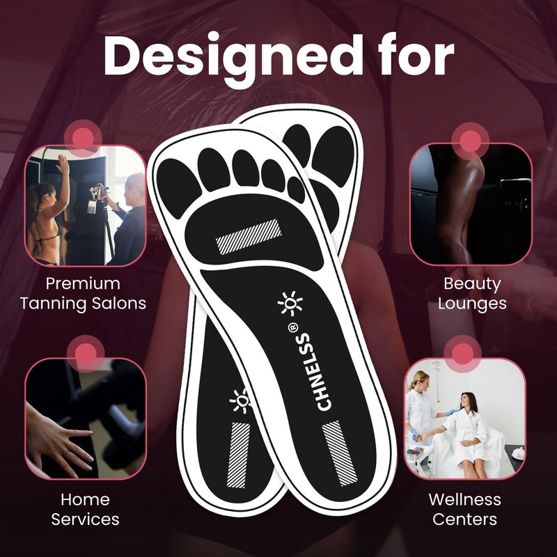 CHNELSS Black 60Pairs(120Feet)Disposable Spray Tanning Feet Pads for Hygienic Foot Protectors, Comfortable & Non-Slip, One Size, Medium Deep Skin Tone