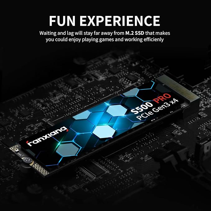 fanxiang S500 Pro 256GB NVMe SSD M.2 PCIe 3.0, Gen 3x4 2280 Internal Solid State Drive, SLC Cache 3D NAND TLC, Up to 3000MB/s, Compatible with Laptop and PC Desktops(Black)