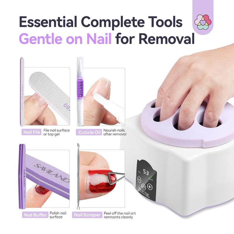 Saviland Nail Polish Remover Machine - Acetone Gel & Soaking Bowl for Acrylic Nails | Home DIY Use