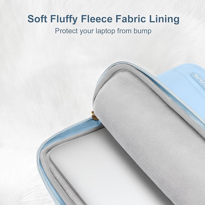 MOSISO Laptop Case 13.3 inch,13-13.3 inch Puffy Laptop Sleeve Compatible with MacBook Neo/Air 13.6 M5 M4 M3 M2 M1/Pro 13/14,HP Dell ASUS Lenovo,Polyester Horizontal Bag with Small Case, Air Blue