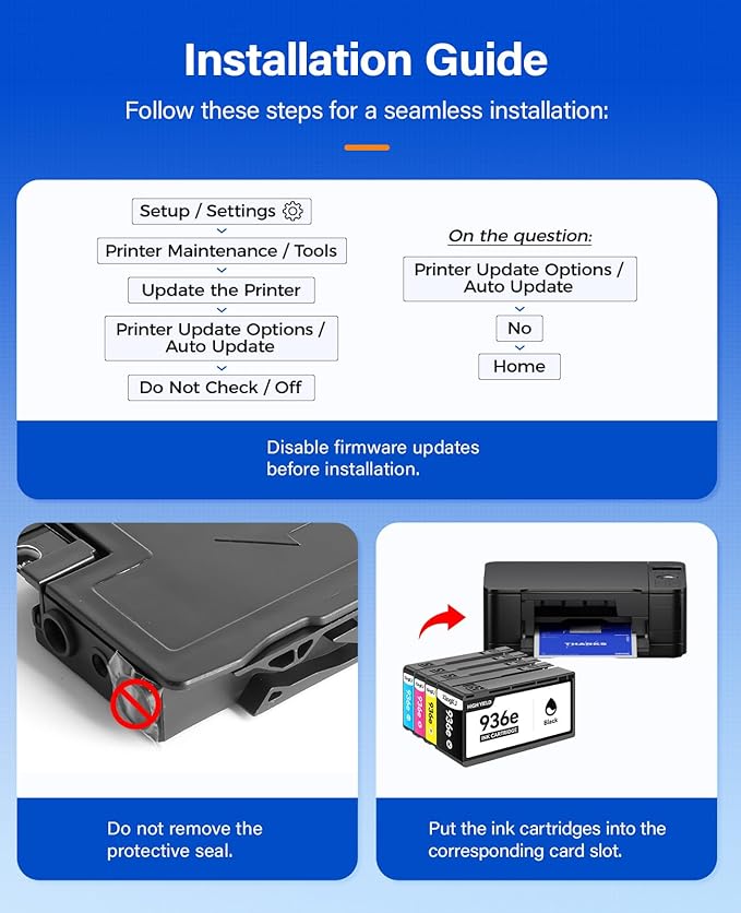 936e Ink Cartridges 4-Pack Replacement for HP 936 936e Ink Compatible for HP OfficeJet Pro 9125e 9135e 9110b 9128e 9130b Wide Format 9730e OfficeJet 9122e Printers Inkjet Printer Black and Color