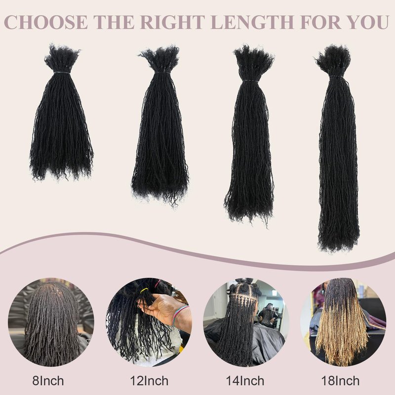 Originea Sister Locs Extensions Human Hair Curly Tips Permanent Micro Locs Extensions Natural Looking Soft Dreadlocks Can Be Bleached and Dyed (1B# 0.1cm, 6 Inch 30 Strands)