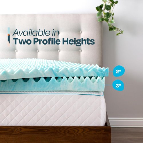 Linenspa Gel Memory Foam Mattress Topper - Reversible Egg Crate Design for Comfort - King Size