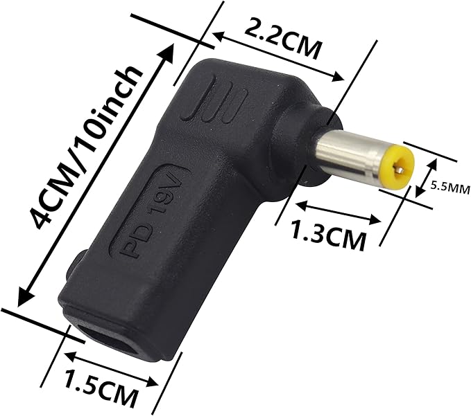 HCFeng 90W PD USB C to DC5525 Power Converter Type to DC 5525 Laptop Charging Adapter 19V 4A Type C Female to DC 5.5 x 2.5mm Male Power Adapter for Studio and Travel [PD-5525]