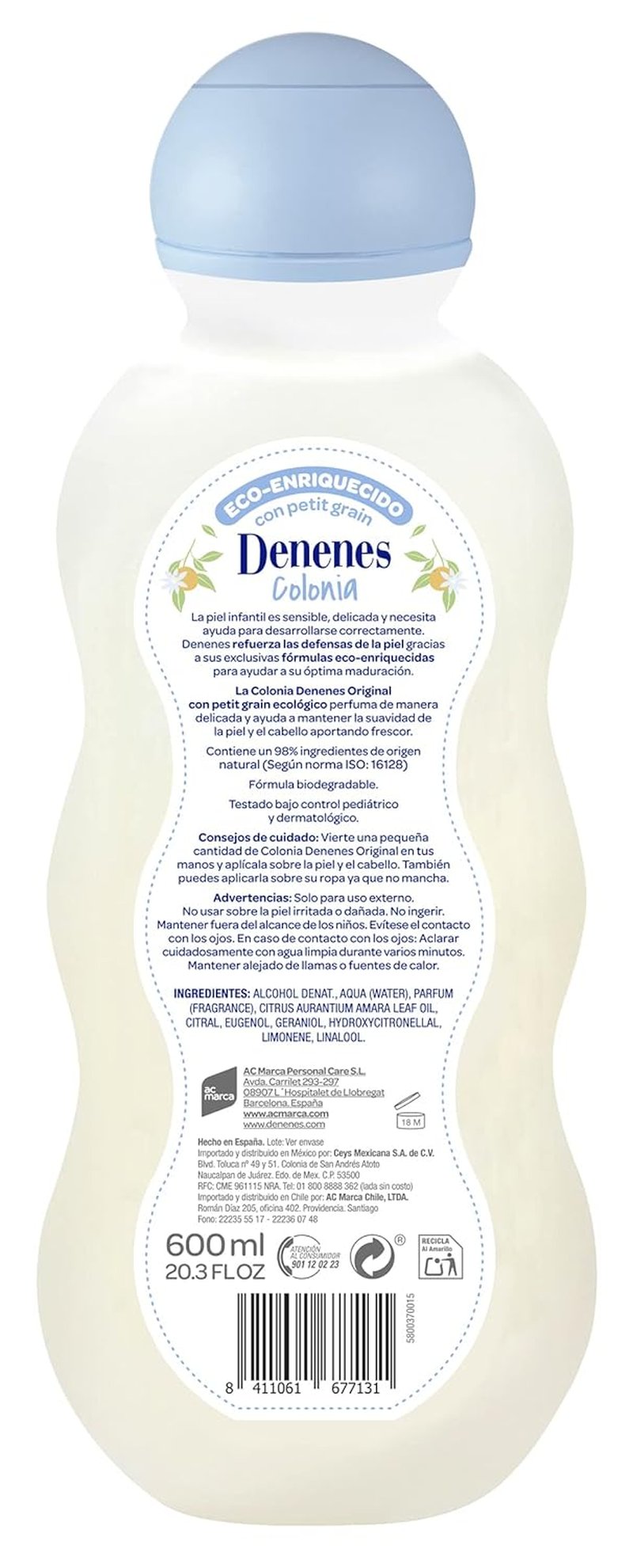 Denenes Baby Cologne - Gentle Fragrance for Infants | 20 oz / 600ml