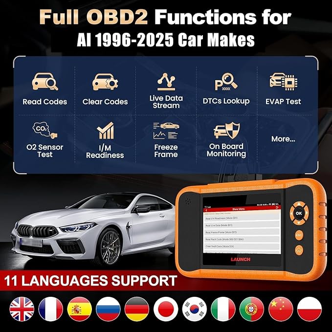 LAUNCH Creader Elite 2.0 FGC OBD2 Scanner,ECU Code, Bi-Directional Scan Tool for Ford, for GM, for Chrysler,100+ Reset, Full System Diagnose, FCA AUTOAUTH, AUTOVIN, Lifetime Free Update
