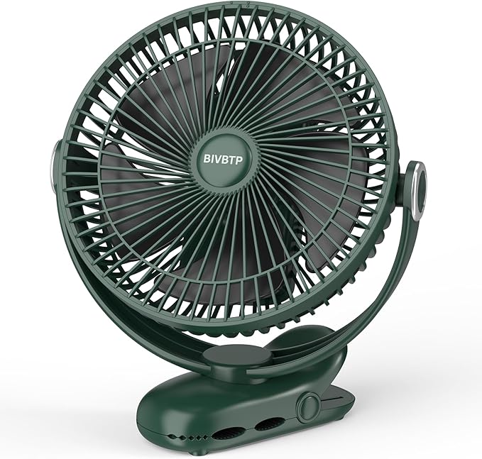 BIVBTP 12000mAh Clip on Fan 30H Longest Runtime, 8in Portable Fan Rechargeable, Ultra Quiet with Heavy-Duty Clamp, USB Desk Fans for Golf Cart,Office Desk, Treadmill, Camping, Bedroom