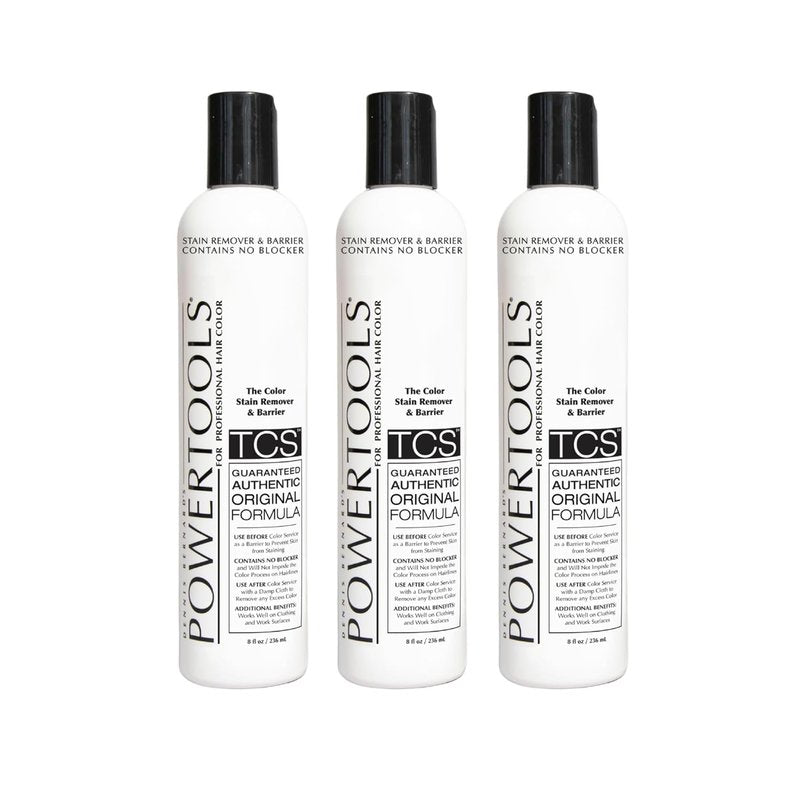 Color Stain Remover - Original PowerTools TCS 10 oz | Barrier for Hair Color Application | Pack of 3