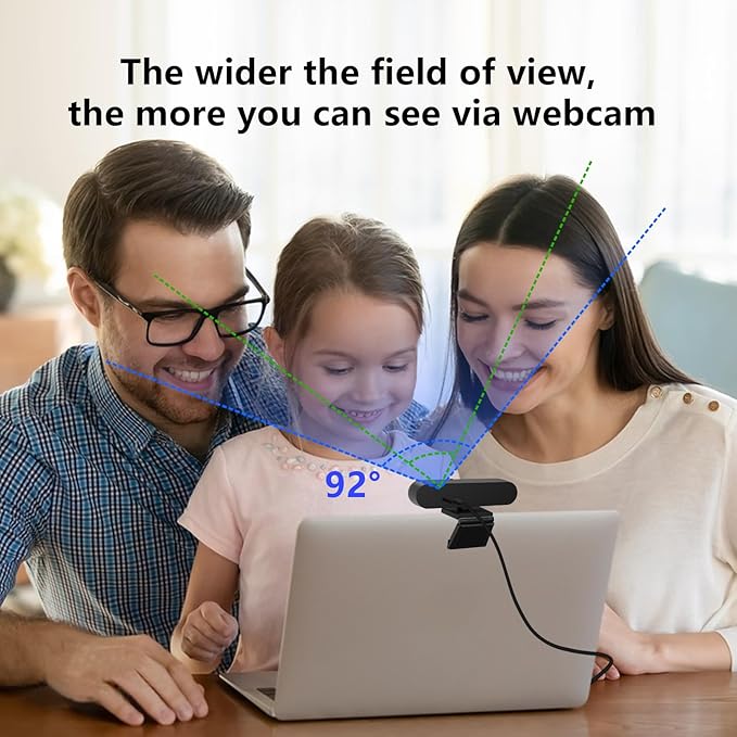 MOERTEK 2K QHD Webcam with Windows Hello Facial Recognition, 4MP Computer Camera with Noise-reducing Mic, Privacy Cover, 92° FOV Laptop Webcam for Video Conferencing, Live Streaming, Online Learning