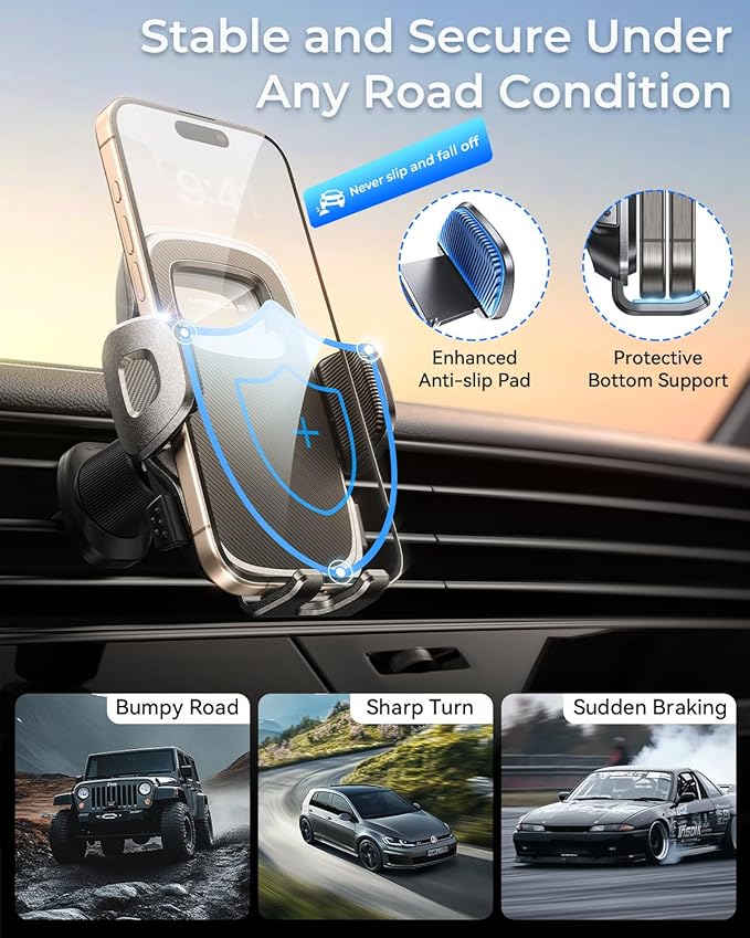 MRGLAS 2026 Upgraded for MagSafe Vacuum Car Phone Mount, 2800gf Strong Magnetic Phone Holders for Your Car, 360° Adjustable 98LBS Suction Cup Car Mount, Car & Truck Accessory for iPhone 12–17 Pro Max