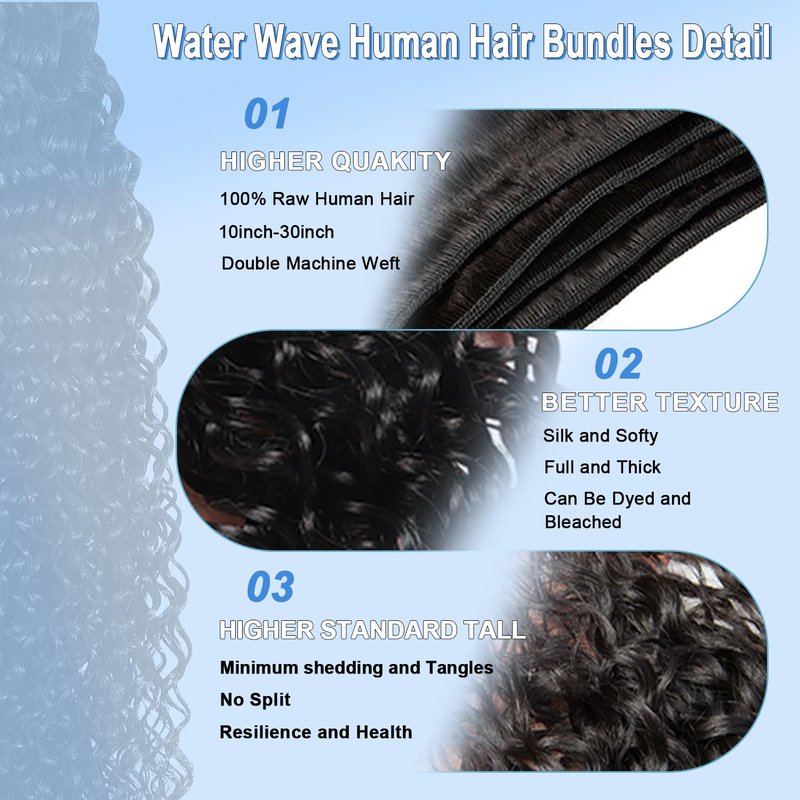 18 Inch Water Wave Bundles 12A Water Wave One Bundles Human Hair 100% Brazilian Unprocessed Remy Single Curly Wet And Wavy Bundles Human Hair Natural Color