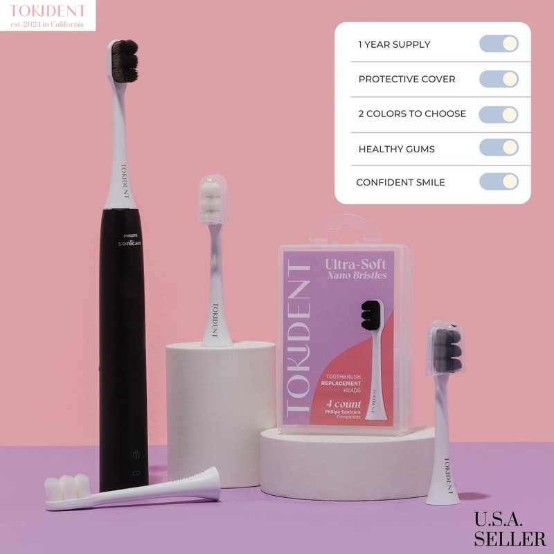 Replacement Brush Heads for Philips Sonicare Electric Brush - Ultra Soft Toothbrush Heads for Sensitive Teeth & Gums - Replacement Head with 10,000 Wave Cut Nano Bristles - 4 Pack - Pearly White