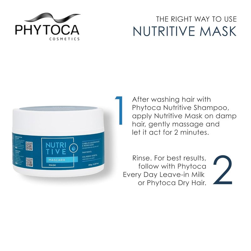 Phytoca Cosmetics Nutritive Hair Mask - Deep Hydration & Nourishment for Dry Hair | 8.45 oz with Panthenol & Collagen