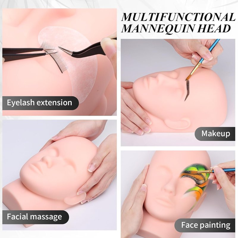 Eyelash Extension Kit - Complete Lash Training Tools Set for Beginners | Mannequin Head, Glue, Tweezers & More