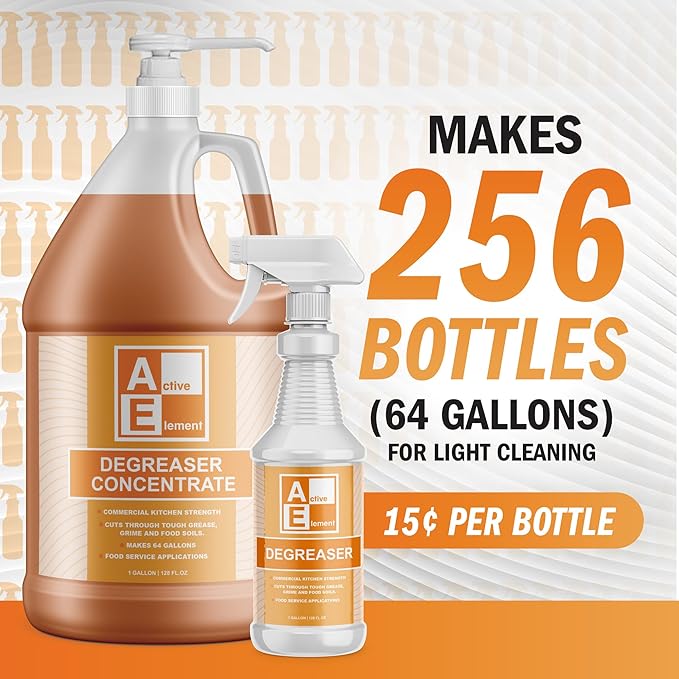 Degreaser Concentrate - Heavy Duty - Makes 64 Gallons of Cleaner- Commercial Kitchen Strength - Removes tough grease, grime and food soils - Restaurant Floor Degreaser