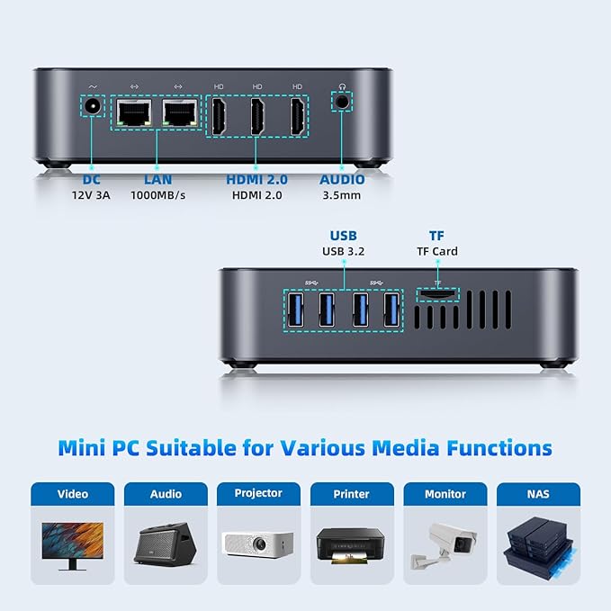 DreamQuest Mini PC W 11 Pro, Intel 12th Gen N95 (Up to 3.4GHz), 16GB RAM, 512GB SSD | Mini Computer Business & Home Office | 4K HDMI, Gigabit Ethernet, WiFi 5, BT 5.0