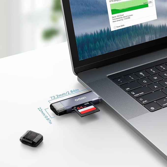 USB 3.0 SD Card Reader,Dual Slots USB 3.0 Type C to Micro SD Card Adapter, Memory Card Reader Adapter for MicroSD, SDHC, SDXC, RS-MMC, MMC, Compatible with Laptop, iPhone 16/15,MacBook Android (Gray)