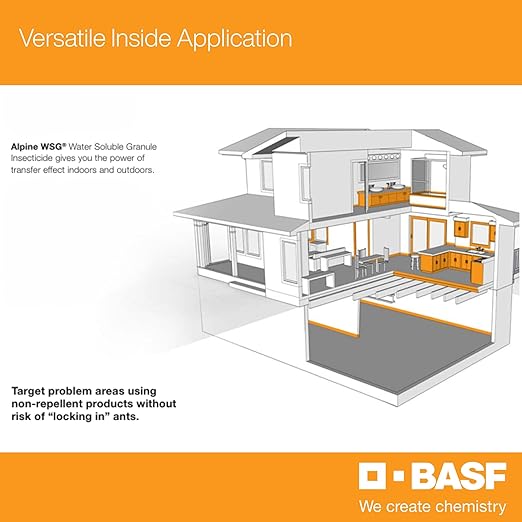 BASF Alpine WSG Water Soluble Granule Insecticide, Indoor Outdoor Pest Control for Ants, Flies, Bed Bugs, German Cockroach, 500g