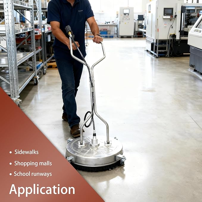 24 Inch Pressure Washer Surface Cleaner with Handles and Wheels 6000psi Fit for Concrete, Sidewalk, Patio, Driveway