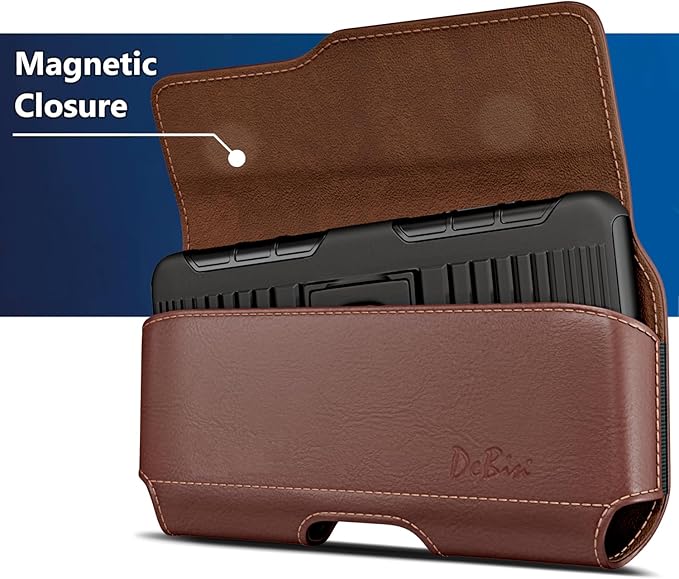 DeBin Case for Galaxy S26 S25 S24 5G S23, S22, S21, S20, S10, S9, A10e, A01, Note 10, Cell Phone Belt Holster Clip Pouch Holder Cover (Fits Samsung with Otterbox Commuter Case) Brown