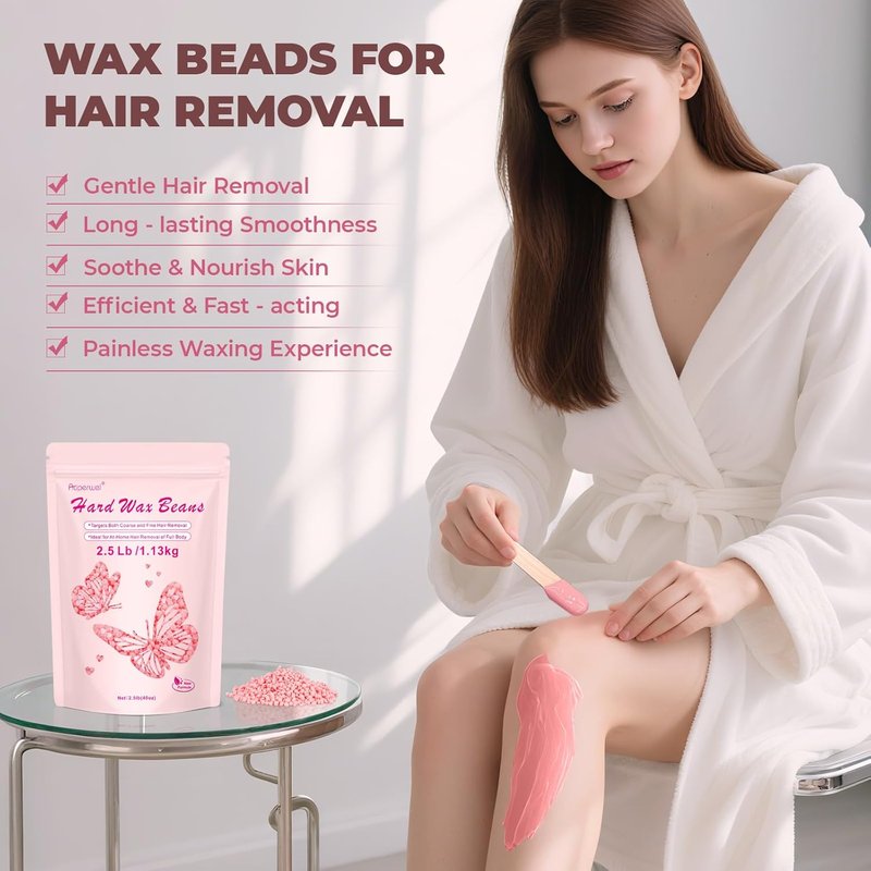 Hard Wax Beads for Hair Removal - 2.5lb Brazilian Bikini & Coarse Hair | Sensitive Skin, Rose
