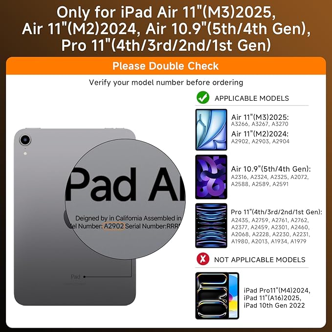 Transparent Case with Keyboard iPad Air 11 Inch (M4/M3/M2, 2026/2025/2024)/ iPad Air 5th/4th Generation 10.9" / iPad Pro 11" 1st/2nd/3rd/4th Trackpad, Pencil Holder, 7-Color Backlit, Rotatable, black