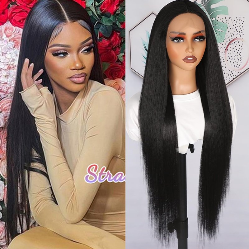 Lezaxiu Black Body Wave Lace Front Wigs Pre Plucked Ready to Wear Wigs Glueless Long Wavy Wig Heat Resistant Wear and Go Wig Synthetic Lace Front Wigs for Black Women