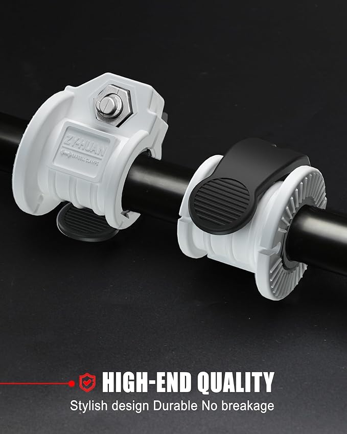 ZY-HUAN Barbell Clips 1 inch Barbell Clamps 0.9-1.18inch Quick Release Weight Clips for Bars Multi-Size Adjustable Olympic Barbell Clamps (Black + White)