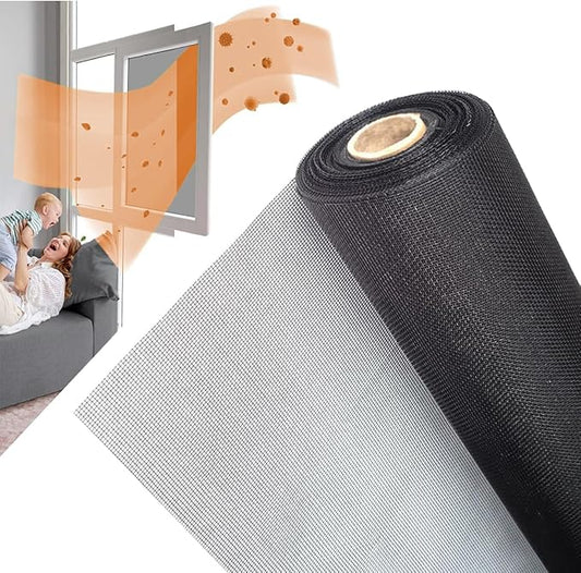 48IN*100FT Window Screen Mesh, Cuttable Fiberglass Roll Screens Door Mesh, Pet Proof Window Screen Replacement, Repair Screens Net DIY Screening Mesh Netting for Windows, Door, Porch (120cm*30m)