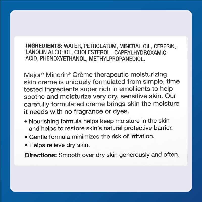 MAJOR Therapeutic Moisturizing Minerin Créme - Body Cream Moisturizer for Dry Skin - Fragrance-Free - 16 Oz. (4 Pack)
