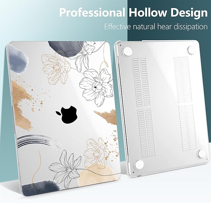 TWOLSKOO for MacBook Air 13 inch Case M5 2026 M4 2025 M3 M2 2024-2022 A3449 A3240 A3113 A2681, Plastic Hard Shell & Keyboard Cover & Screen Film for MacBook Air 13.6 inch Case, Florals X450