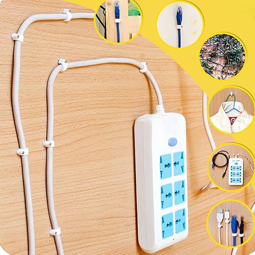 200 Pcs Cable Clips Nail in, Cord Clips Ethernet Cables Wire Wall Clips Cable Straps Cables Tacks Cable Nails Coax Cable Clips Cable Management for Speaker 7mm Cat6 - White