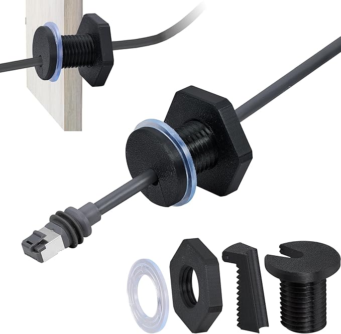 Dikiwodark 2Pcs RV Cable Passthrough for Starlink mini, RV Cable Grommet Compatible with Starlink, Ethernet, Coax, Water-Resistant and Anti-Drop RV Cable Routing(Black)