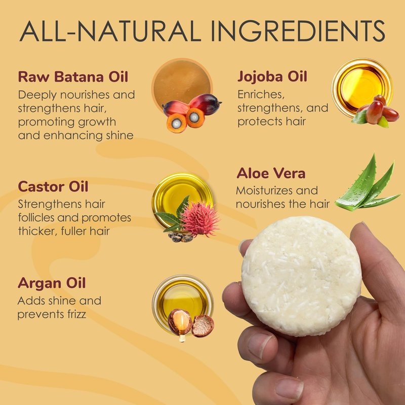 Relaxcation MADE IN USA Batana Oil Solid Shampoo Bar and Conditioner Bar for Hair Growth, Reduces Hair Loss, Hydrates Dry Hair, Improves Scalp Health Handcrafted in USA, Travel-Friendly