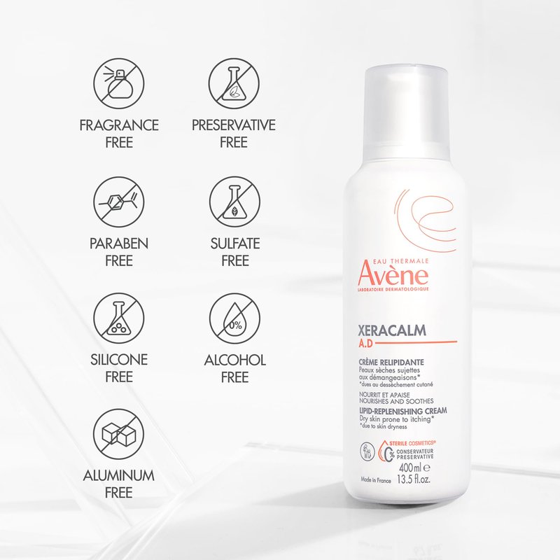 Avène XeraCalm A.D Lipid-Replenishing Cream, Atopic Dermatitis, Eczema-Prone Skin, For Dry, Itchy Skin, Restore Skin barrier, For Infants, Children & Adults, No Preservative, Fragrance-Free 6.7 Oz.