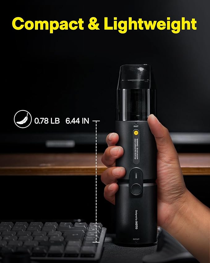 HOTO Handheld Vacuum Cleaner Cordless, Mini Vacuum Cleaner with 15000Pa Suction Power, Compressed Electric Air Duster Air Blower for Desk, PC Setup, Keyboard, Coffee Station Grounds