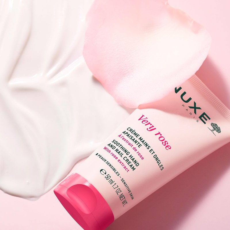 NUXE Very Rose Hand and Nail Cream, Hydrating & Soothing Hand Moisturizer with Rose Oil Extract, Aloe Vera and Glycerin, 1.7 Fl Oz
