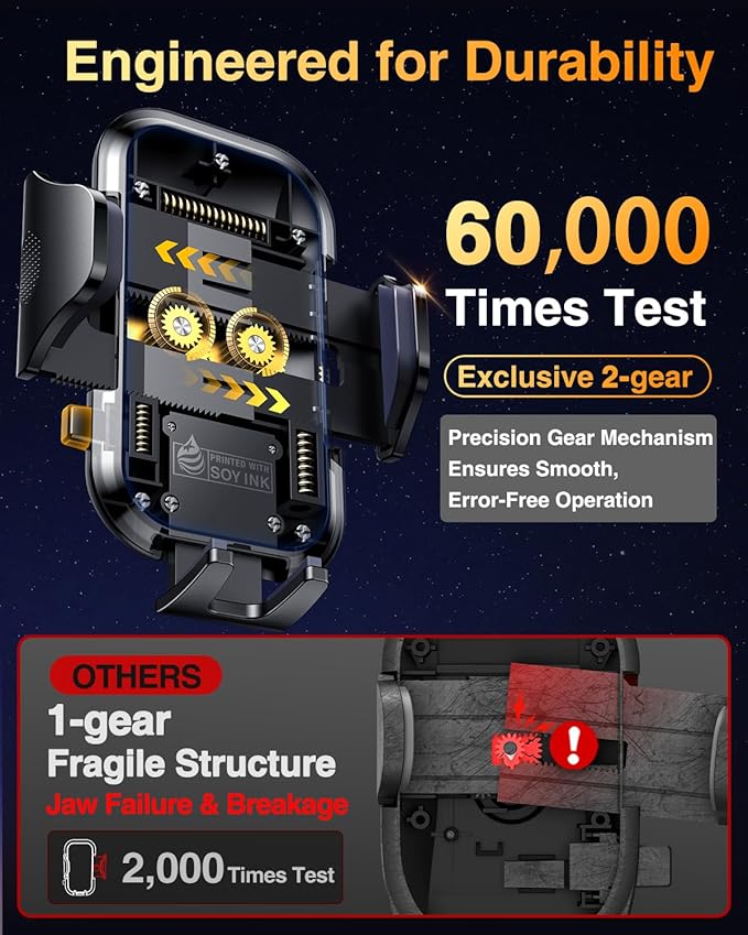 VANMASS 2026【True Military-Grade】 Phone Holders for Your Car 【90 LBS Strongest Suction & Clip】 Ultimate Cell Phone Mount Dashboard Window Vent for iPhone 17 Pro Max 16 15 14 13 Samsung Android Truck