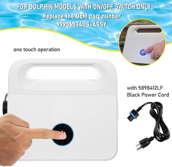 99956034 Assy Power Supply with 5898412LF Black Power Cord Replacement Parts Fit for Dolphin Active 10, Echo, Encore, Escape, E10, S50, Solo, T15, Premium 10, Premium 20 Robotic Pool Cleaners Vacuum