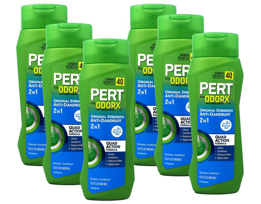 PERT 2 IN 1 Shampoo and Conditioner, Anti-Dandruff, 13.5 Fl. Oz (Pack of 6)