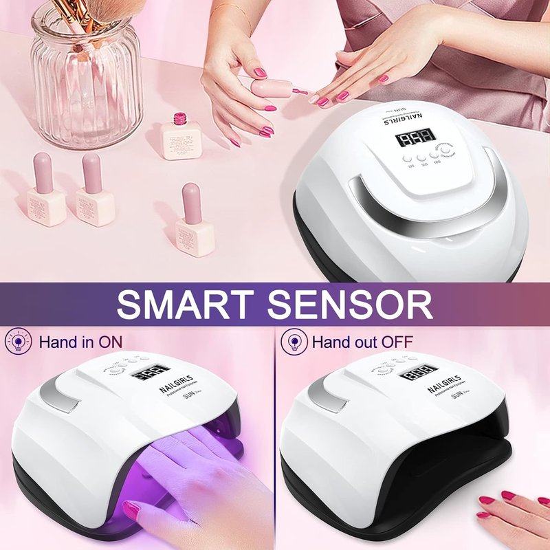 NAILGIRLS UV LED Nail Lamp - 168W Fast Curing Light for Gel Nails | 4 Timer Settings & Auto Sensor