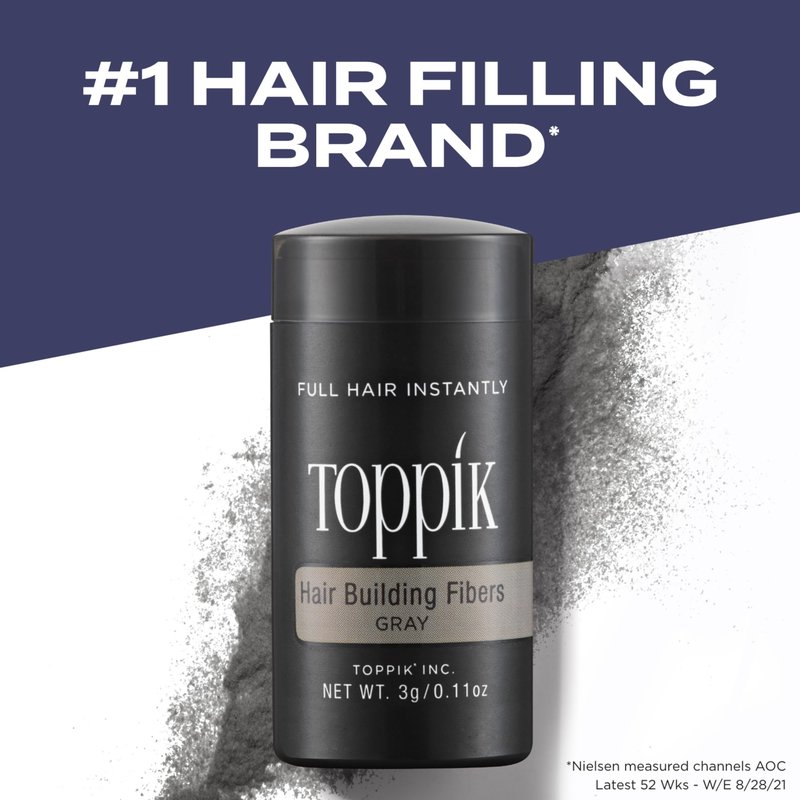 Toppik Hair Building Fibers, Gray, 12g Fill In Fine or Thinning Hair, Instantly Thicker, Fuller Looking, 9 Shades for Men & Women, Keratin Protein Formula