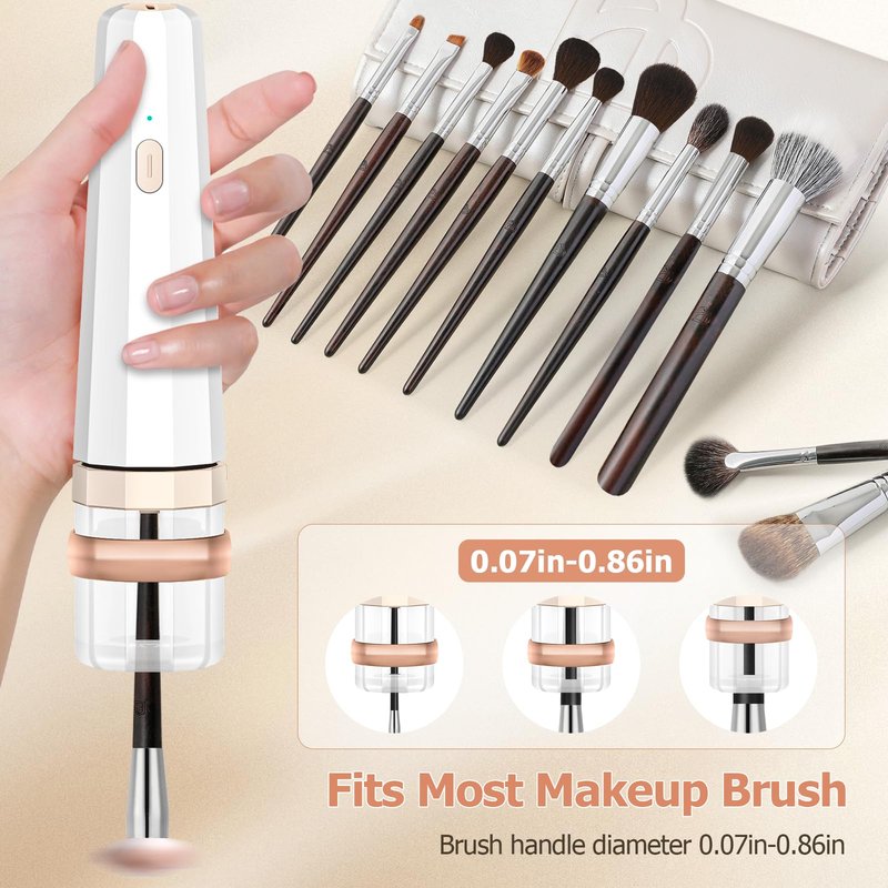 Portable Electric Makeup Brush Cleaner Machine with Foldable Silicone Cleaning Bowl - Quick 30-Second Deep Clean, Instant Drying, Compatible with Handle Diameters Under 0.86 Inches of Beauty Brushes