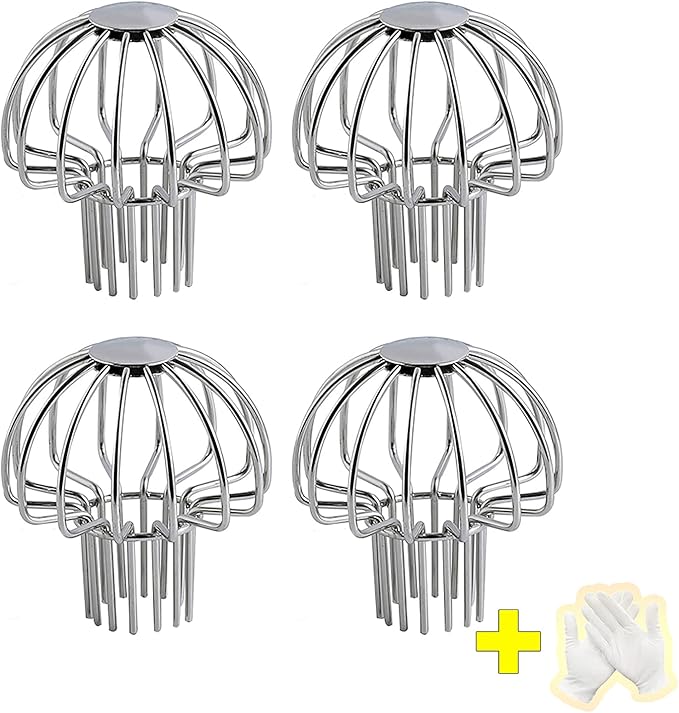 Gutter Guard 304 Stainless Steel Outdoor Roof Drain Anti-Blocking Line Cap, Mushroom Type Drainage Gutter Guard Filter, Gutter Cleaning Tool, for Stops Leaves Seeds and Other Debris,2in ï¼4pcsï¼