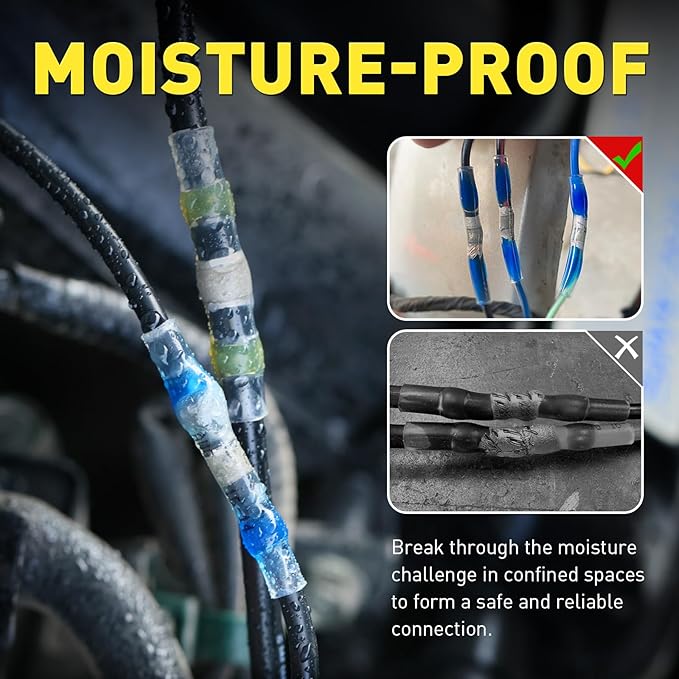 haisstronica 340 PCS Solder Seal Wire Connectors with Mini Heat Gun Kit, Waterproof Heat Shrink Wire Connectors, 10-26 AWG Solder Stick Wire Connectors for Automotive, Marine & Wiring Repair