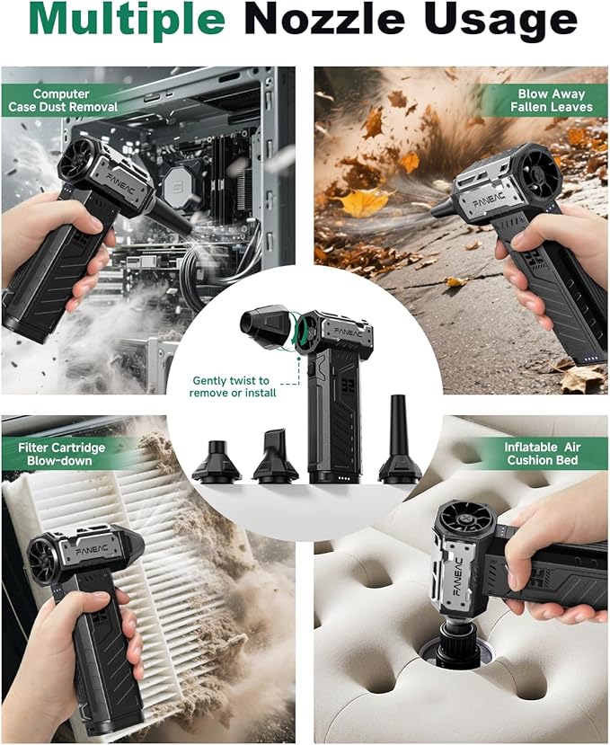 FANEAC Compressed Air Duster | w/ 2 Battey Pack | 2-yr Warranty