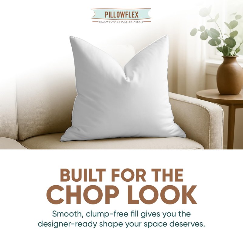 Pillowflex Synthetic Down Pillow Insert - 18x18 Down Alternative, Ultra Soft Throw Pillow, Couch Sham, Bed Sleeping Accent Pillow - 1 Decorative Accent Form